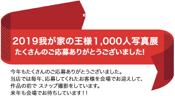我が家の王様1000人写真展　2019年たくさんのご応募、ありがとうございました。